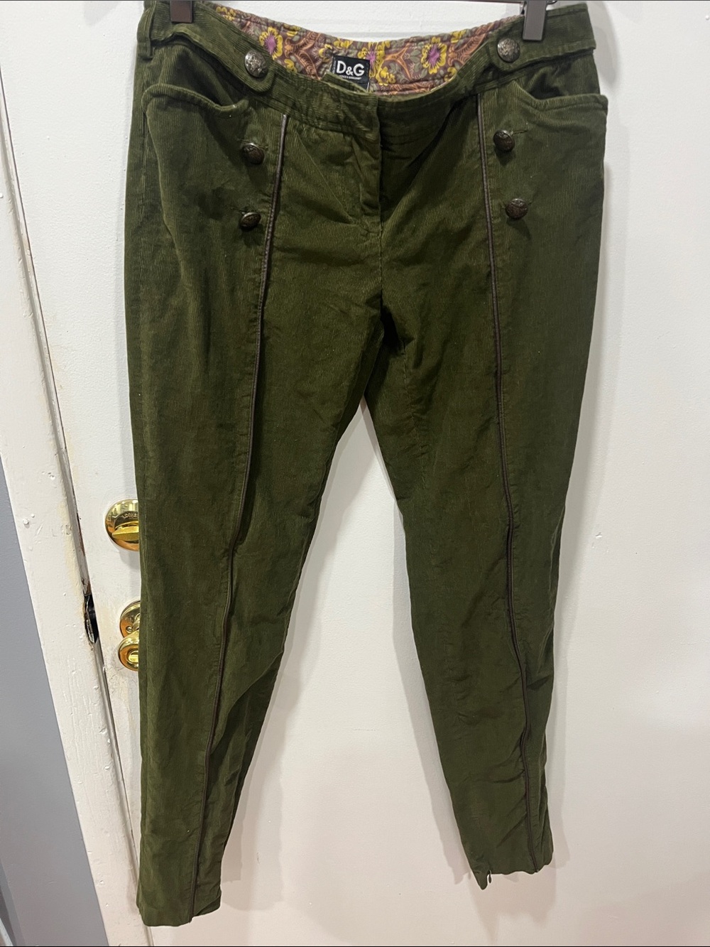 D&G Olive Sailor-Style High Waist Trousers